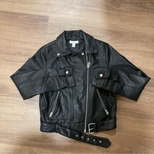 Topshop Black Leather Moto Jacket